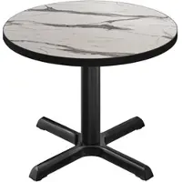 GGM Möbel BSM | Bistro Tisch | Ø 80 x 74,5 cm | Schwarzer Rand | Rund | Weiß Marmor / Schwarz