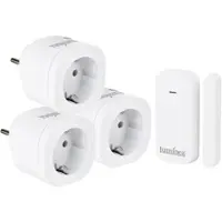 Luminea 3 Funk-Steckdosen mit Tür- & Fenstersensor für automatische Schaltung