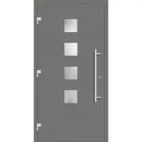 Haustuerenland.de Haustür mit Fingerprint "BEATRICE" 79 mm RC2 Graualuminium RAL 9007 außen öffnend DIN links