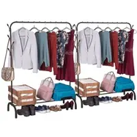Carlo Milano 2er-Set Freist. Kleiderstange m. 8 Haken, 110 x 146 x 41 cm, schw.
