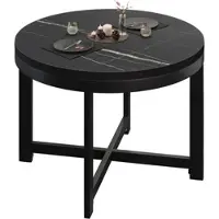 GGM Möbel BO | Bistro Tisch | Ø70xH52cm | 25mm | Schwarzer Rand | Schwarz Marmor/ Schwarz