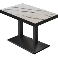GGM Möbel BPA | Bistro Tisch | 110 x 60 x 81 cm | Rechteckig | Schwarzer Rand | Weiß Marmor / Schwarz