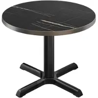 GGM Möbel BSM | Bistro Tisch | Ø 70 x 74,5 cm | Edelstahl Rand | Rund | Schwarz Marmor / Schwarz