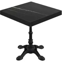 GGM Möbel BPR | Bistro Tisch | 60 x 60 x 77 cm | Quadratisch | Schwarzer Rand | Schwarz Marmor / Schwarz