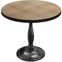 GGM Möbel BD | Bistro Tisch | Ø 80 x 75,5 cm | Rund | Schwarzer Rand | Eiche / Schwarz
