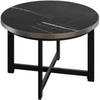 GGM Möbel BO | Bistro Tisch | Ø70xH52cm | 25mm | Edelstahl Rand | Schwarz Marmor/ Schwarz