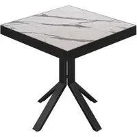 GGM Möbel BE | Bistro Tisch | 80 x 80 x 77 cm | Quadratisch | Schwarz Rand | Weiß Marmor / Schwarz