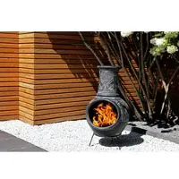 1a Direktimport Großer zweiteiliger Aztekenofen aus Mexiko - schwarz-grau - Terracotta Terrassenofen