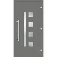 Haustuerenland.de Smarte Haustür "HENRIETTE" 79 mm RC2 mit Fingerprint Graualuminium RAL 9007 beidseitig außen öffnend DIN rechts