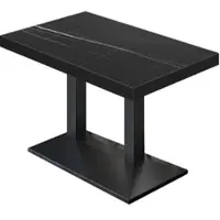 GGM Möbel BPA | Bistro Tisch | 120 x 70 x 81 cm | Rechteckig | Schwarzer Rand | Schwarz Marmor/ Schwarz
