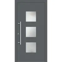 Haustuerenland.de Haustür mit Fingerprint "GERDA" 79 mm RC2 Basaltgrau RAL 7012 innen öffnend DIN links
