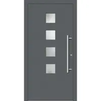 Haustuerenland.de Haustür mit Fingerprint "BEATRICE" 79 mm RC2 Basaltgrau RAL 7012 beidseitig innen öffnend DIN rechts