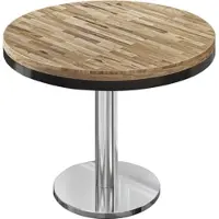 GGM Möbel MN | Bistro Massiv Tisch | Rund | Ø 80 x 77 cm | Eiche / Edelstahl