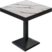 GGM Möbel BPA | Bistro Tisch | Quadratisch | Schwarzer Rand | 70 x 70 x 81 cm | Weiß Marmor / Schwarz