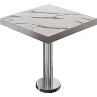 GGM Möbel BML | Bistro Tisch | 70 x 70 x 77 cm | Quadratisch | Edelstahl Rand | Weiß Marmor / Edelstahl