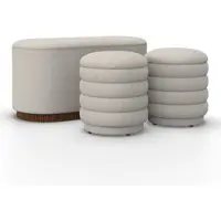 Bessagi Home Sitzbank Nina mit Stauraum inkl. 2 Hocker Bouclé Weiß