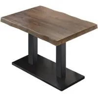 GGM Möbel PMD | Bistro Baumkanten Tisch | Rechteckig | 130 x 80 x 77 cm | Walnuß / Schwarz
