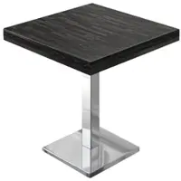 GGM Möbel MM | Bistro Massiv Tisch | Quadratisch | 80 x 80 x 77 cm | Wenge Schwarz / Edelstahl
