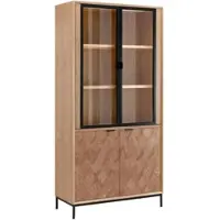 Bessagi Home Vitrine Milano Esche furniert Schwarz ca. 90x186 cm