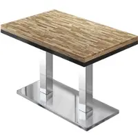 GGM Möbel MM | Bistro Massiv Tisch | Rechteckig | 130 x 80 x 77 cm | Eiche / Edelstahl
