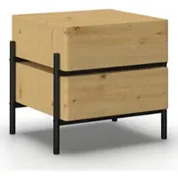 Bessagi Home Nachttisch Jasmina Schwarz/Eichefarben MDF