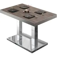 GGM Möbel BM | Bistrotisch | B:T:H 120 x 70 x 77 cm | Light Wenge / Edelstahl | Rechteckig | Edelstahl Rand