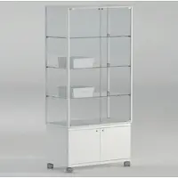 JTI-Vitrine Glas Vitrine mit Unterschrank 180 cm hoch Weiß JT-A91MP