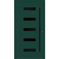Haustuerenland.de Aluminium Haustür RC2 "AGADA" 90 mm BLACKLINE Moosgrün RAL 6005 außen öffnend DIN links
