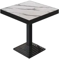 GGM Möbel BPY | Bistro Tisch | 70 x 70 x 81 cm | Quadratisch | Schwarzer Rand | Weiß Marmor / Schwarz