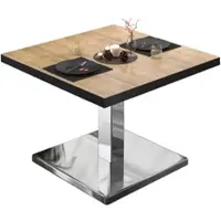 GGM Möbel BM | Bistro Loungetisch | B:T:H 70 x 70 x 41 cm | Eiche / Edelstahl