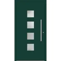 Haustuerenland.de Schüco Aluminium Haustür "DORA" ADS 75.SI RC2 Moosgrün RAL 6005 innen öffnend DIN rechts