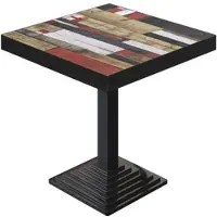 GGM Möbel BPY | Bistro Tisch | 80 x 80 x 81 cm | Quadratisch | Schwarzer Rand | Vintage Bunt / Schwarz