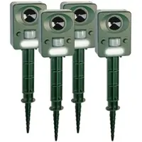 Exbuster 4er-Set Ultraschall-Solar-USB-Tierschreck mit Blitzlicht & PIR-Sensor