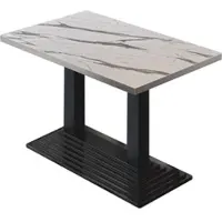 GGM Möbel BPY | Bistro Tisch | 130 x 80 x 78,5 cm | Quadratisch | Edelstahl Rand | Weiß Marmor / Schwarz