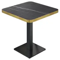 GGM Möbel DM | Bistro Tisch | 80 x 80 cm | H 74 cm | Schwarz Marmor | Gestell: Schwarz