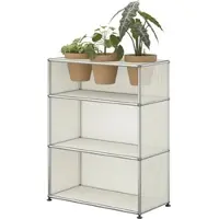 USM United Soft USM Haller Sideboard, mit perforierten Metallelementen und Pflanzeneinlage Reinweiss