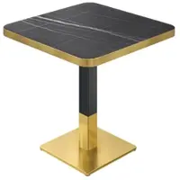 GGM Möbel DM | Bistro Tisch | 80 x 80 cm | H 74 cm | Schwarz Marmor | Gestell: Schwarz / Gold