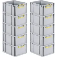 Proregal Spar Set 10x Eurobox Nextgen Color HxBxT 22 x 30 x 40 cm 20 Liter Griffe Gelb Geschlossen Glatter Boden Eurobehälter Transportbox