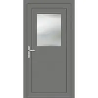 Haustuerenland.de Aluminium Nebeneingangstür "HEDWIG" 69 mm Graualuminium RAL 9007 beidseitig innen öffnend DIN links