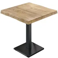 GGM Möbel PMD | Bistro Baumkanten Tisch | Quadratisch | 80 x 80 x 77 cm | Eiche / Schwarz