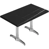 GGM Möbel WBC | Bistro Außen Tisch | B: T: H: 120 x 70 x 80,5 cm | Schwarz Marmor / Aluminium | Rechteckig | Zusatzgewicht