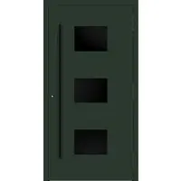 Haustuerenland.de Aluminium Haustür "MARGARETE" 90 mm RC2 BLACKLINE Tannengrün matt RAL 6009 beidseitig außen öffnend DIN rechts