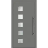 Haustuerenland.de Haustür mit Fingerprint "ELISABETH" 79 mm RC2 Graualuminium RAL 9007 beidseitig innen öffnend DIN rechts