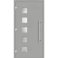 Haustuerenland.de Haustür mit Fingerprint "ELISABETH" 79 mm RC2 Weißaluminium RAL 9006 beidseitig außen öffnend DIN links