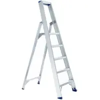 Asc Eurostairs Stufenstehleiter einseitig eloxiert mit Plattform 5 Stufen