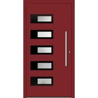 Haustuerenland.de Aluminium Haustür "CLARISSA" 60 mm RC2 flügelüberdeckend Purpurrot RAL 3004 beidseitig innen öffnend DIN rechts