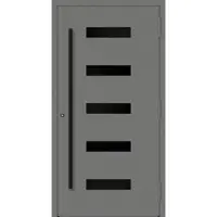 Haustuerenland.de Aluminium Haustür RC2 "AGADA" 90 mm BLACKLINE Graualuminium RAL 9007 beidseitig außen öffnend DIN rechts