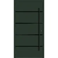 Haustuerenland.de Aluminium Haustür "FANNIE" 90 mm RC2 BLACKLINE Tannengrün matt RAL 6009 beidseitig außen öffnend DIN links