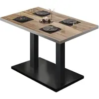 GGM Möbel BM | Bistrotisch | B:T:H 110 x 60 x 75 cm | Sheesham / Schwarz | Rechteckig | Edelstahl Rand