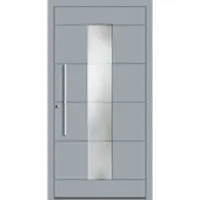 Haustuerenland.de Aluminium Haustür nach Maß "ABBIE" 60 mm RC2 flügelüberdeckend Fenstergrau RAL 7040 beidseitig innen öffnend DIN links